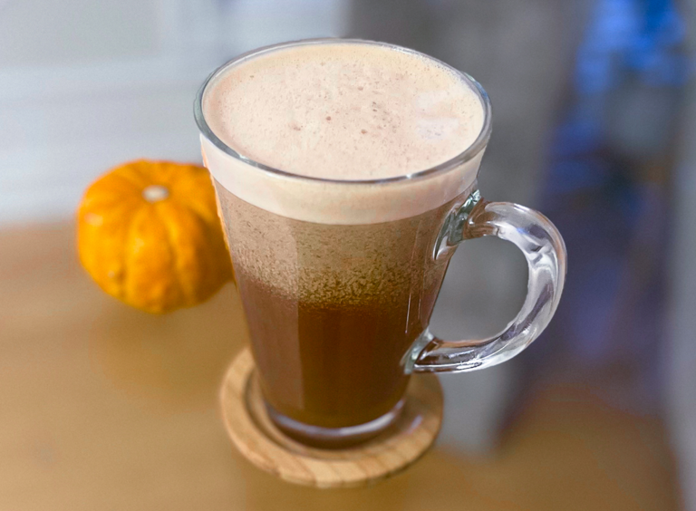 Coconut Mocha Collagen Latté in a glass mug